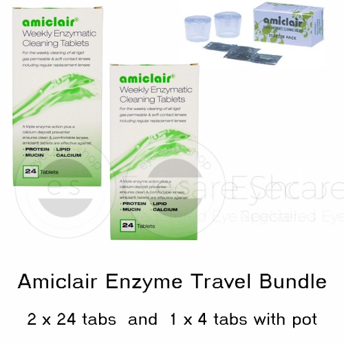 Amiclair Contact Lens Protein Remover Tablets with Soaking Pots